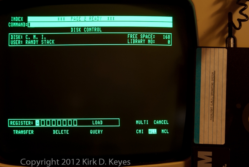 DISK LABEL: FAIRLIGHT C.M.I. OPERATING SYSTEM, DISK: C. M. I., USER: RANDY STACK
