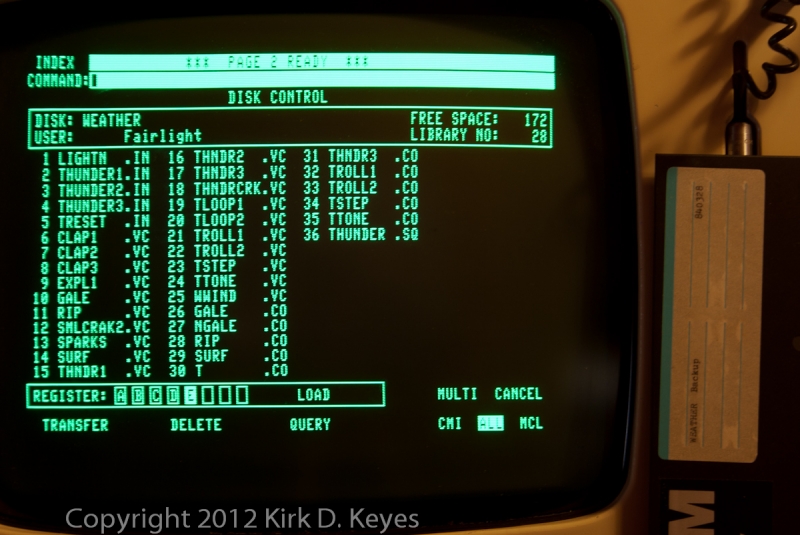 DISK LABEL: Weather Backup 840328, DISK: WEATHER, USER: FAIRLIGHT