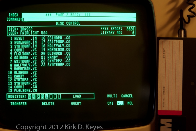 DISK LABEL: BRASS II Backup 840327, DISK: BRASS2, USER: FAIRLIGHT USA