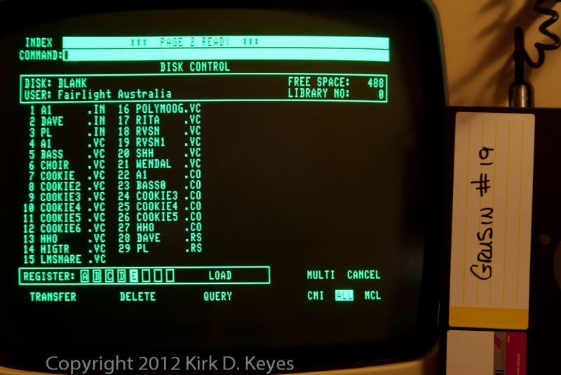 DISK LABEL: Grusin #19, DISK: BLANK, USER: Fairlight Australia